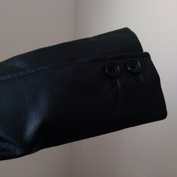 Vintage Dunne & Cole Black Leather Blazer Jacket with Buttoned Cuffs - Picture 3 of 5